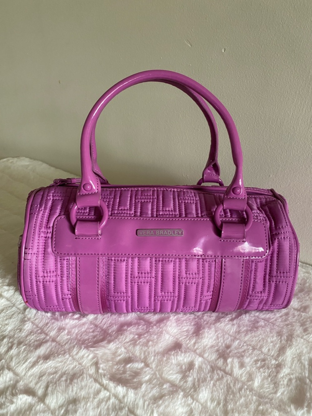 Vera Bradley Bright Purple Quilted Barrel Bag